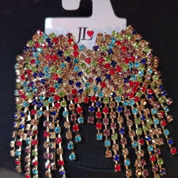 JL Jewelry - Stunning multi-color rhinestone earrings for pierced ears new with tag
